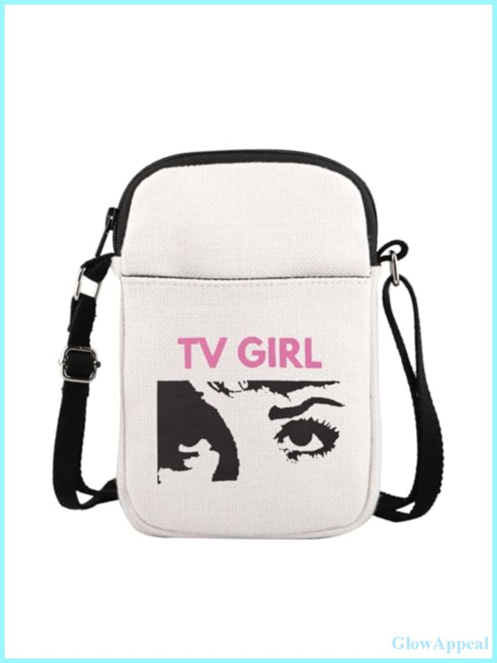 Canvas Crossbody Bag TV Eye Marble Print Messenger Purse